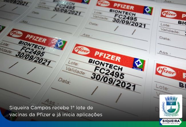 Siqueira Campos recebe o 1º lote de imunizantes da Pfizer