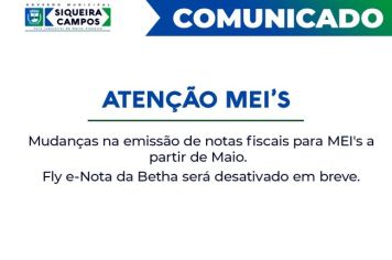 Informe: Mudanças na emissão de notas fiscais para MEI's a partir de Maio